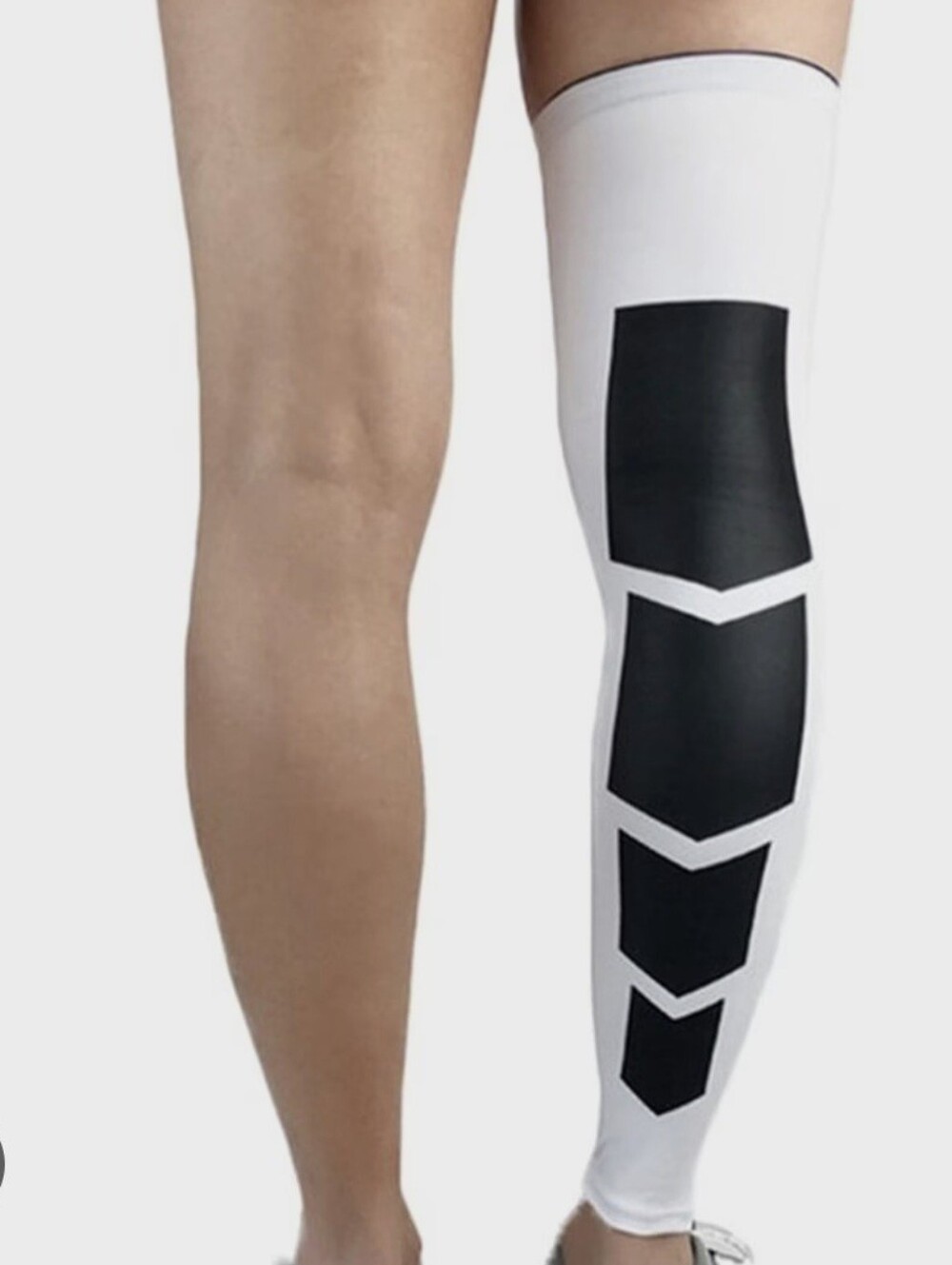 Mens compression calf sleeve black white dri fit size large